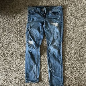 Favorite express jeans!! Ankle length Stella ! Faded wash with some distressing